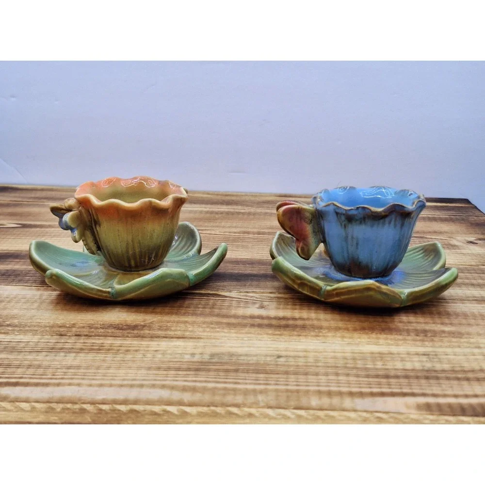 Porcline Lilly Pad Butterfly And Dragonfly Candle Holder Or Succulent‎ Planters.